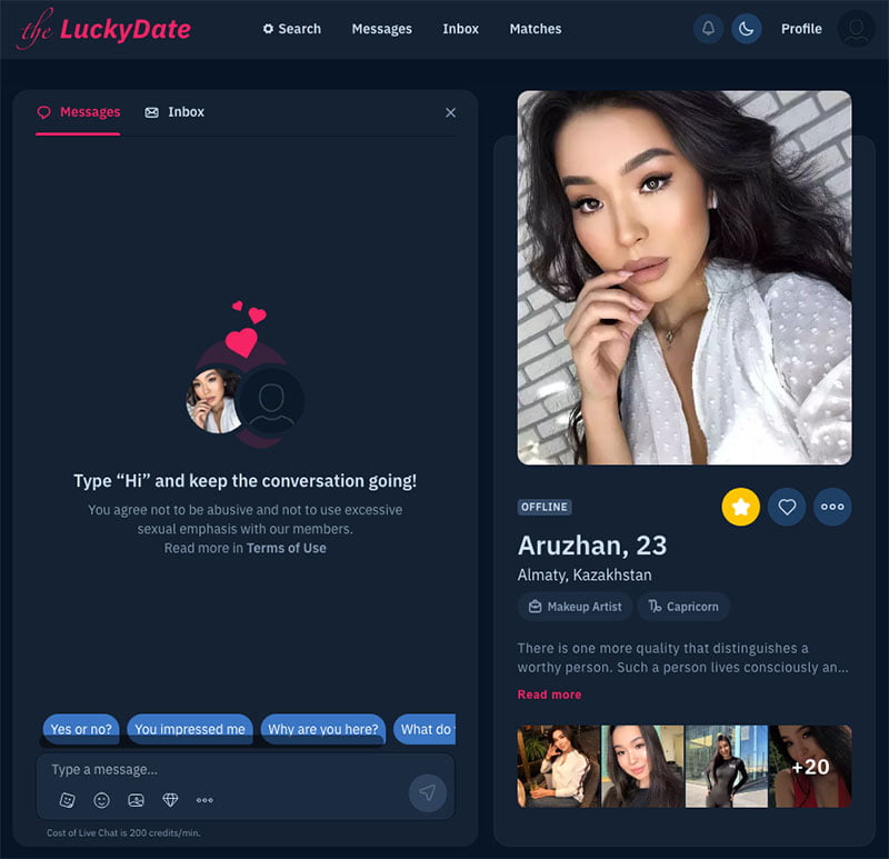 theluckydate chat section