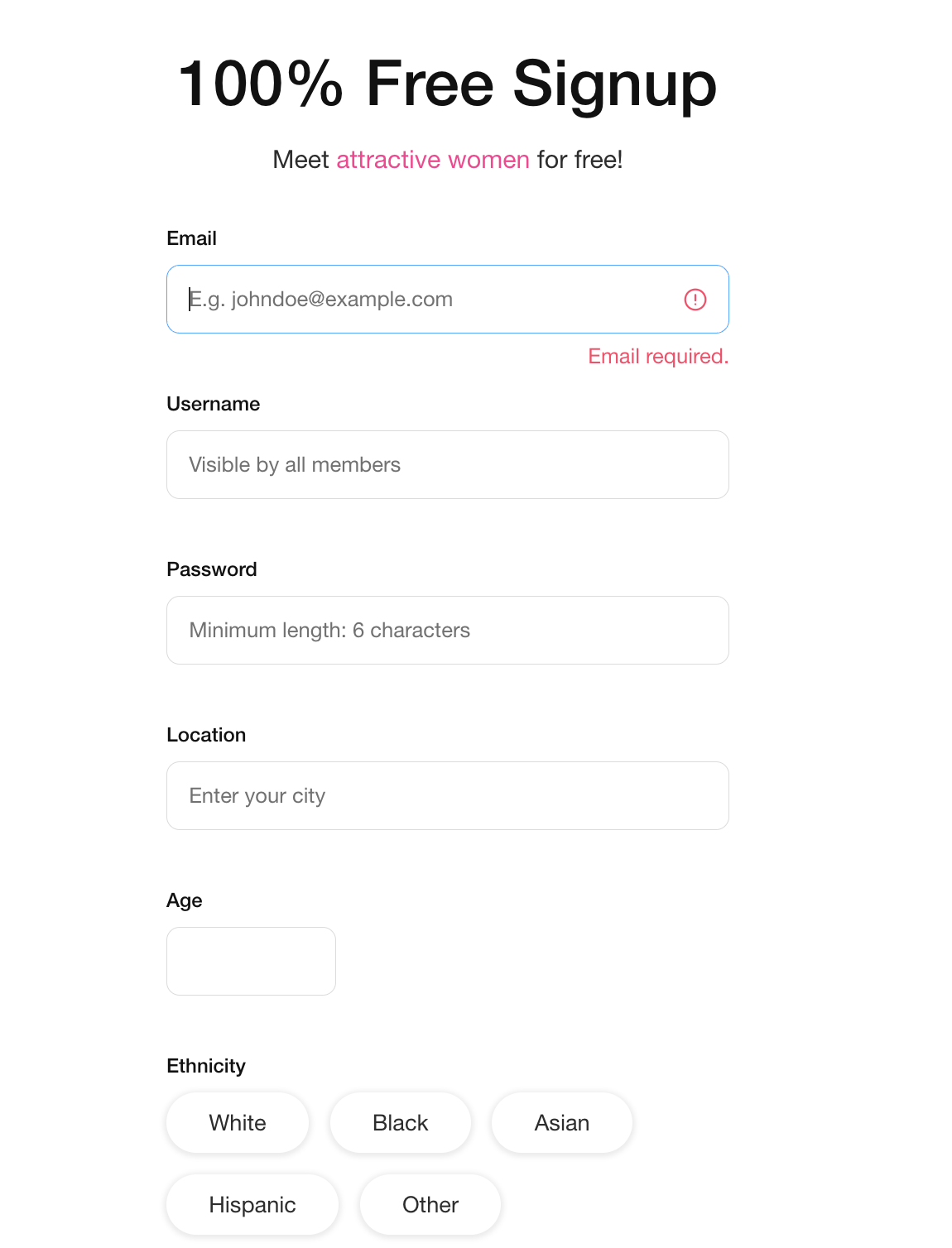 Signing up at Secret Benefits