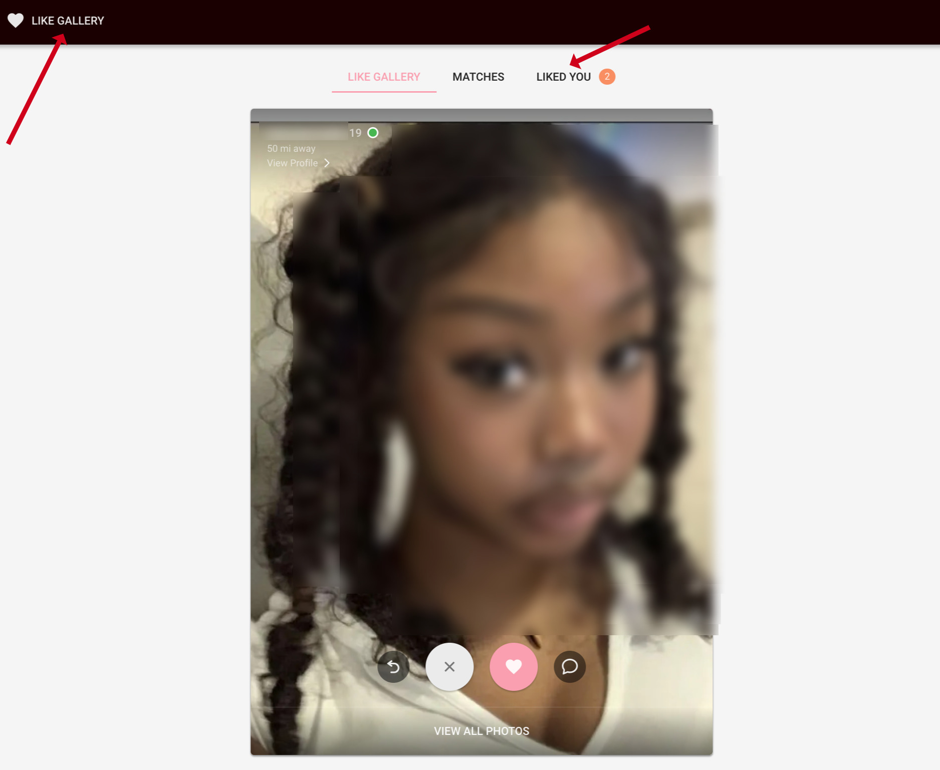 Like gallery with swipe-matching on AskMe4Date