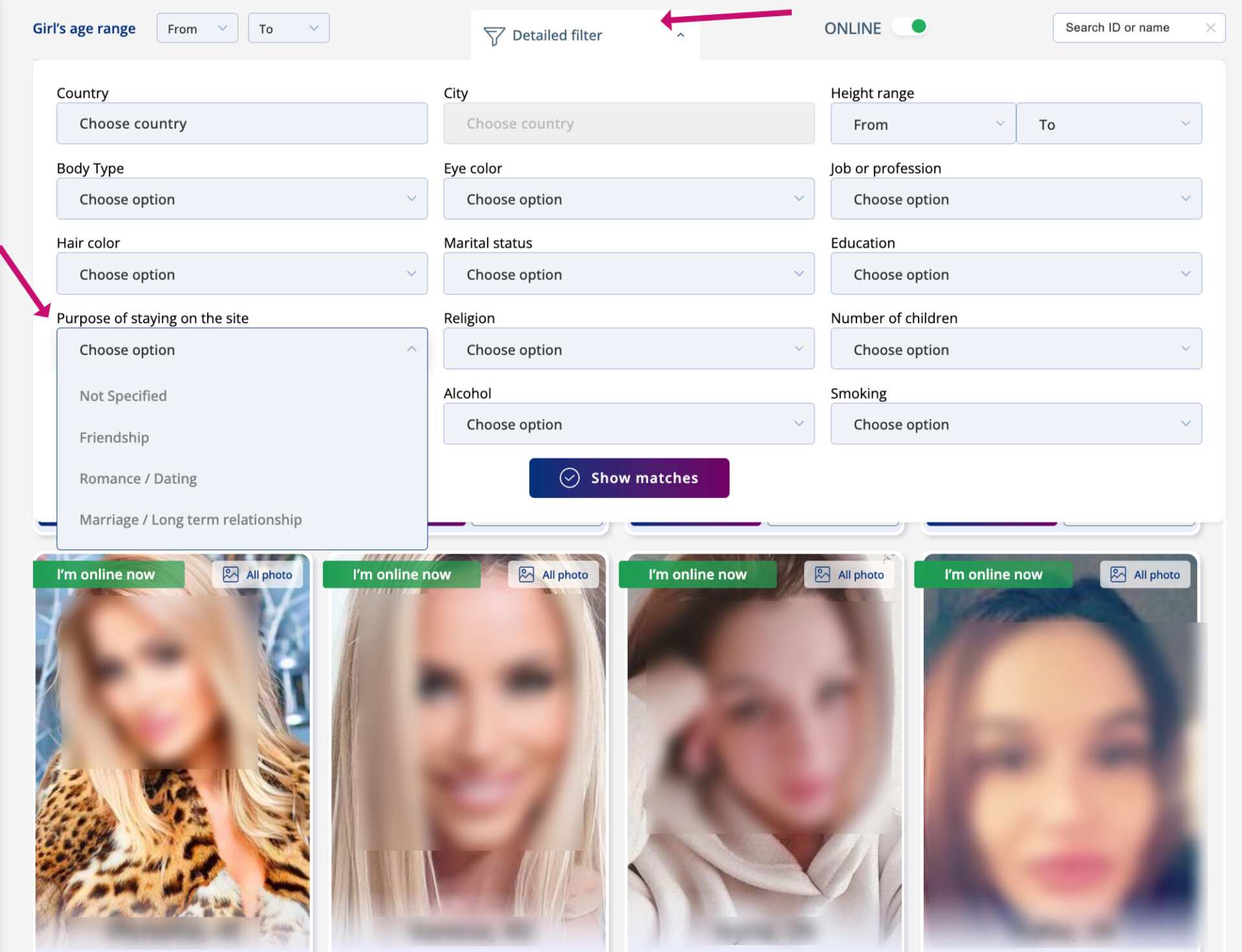 filters on SofiaDate