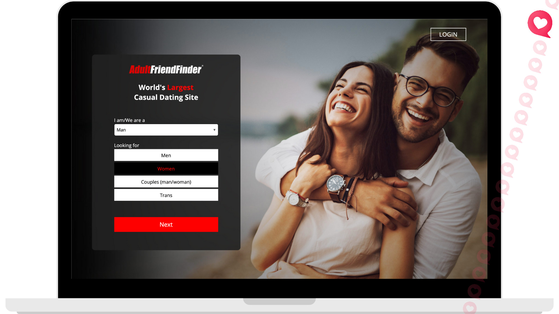 Adult Friend Finder website for one-night stand dating