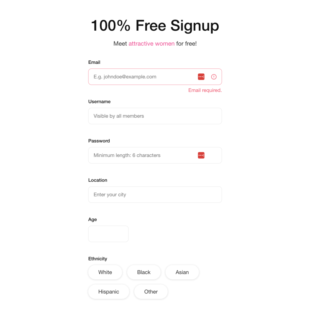 Signing up at Luxury Date
