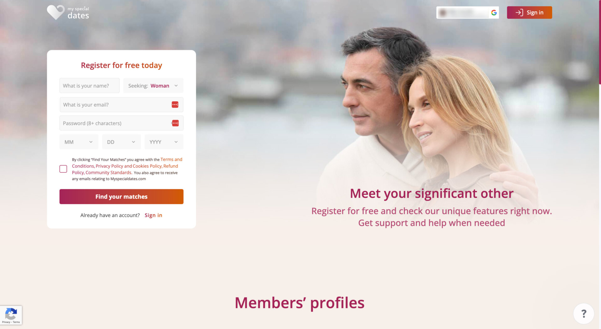 MySpecialDates dating site