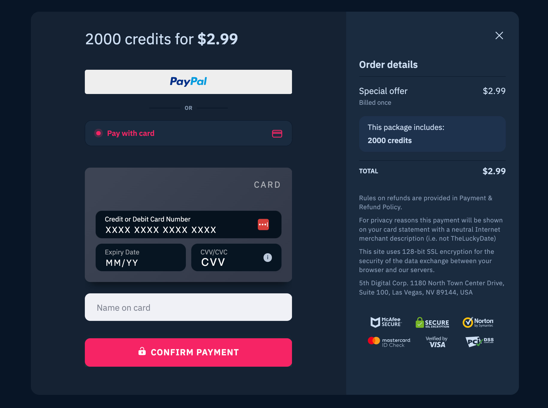 Pricing on theLuckyDate dating site