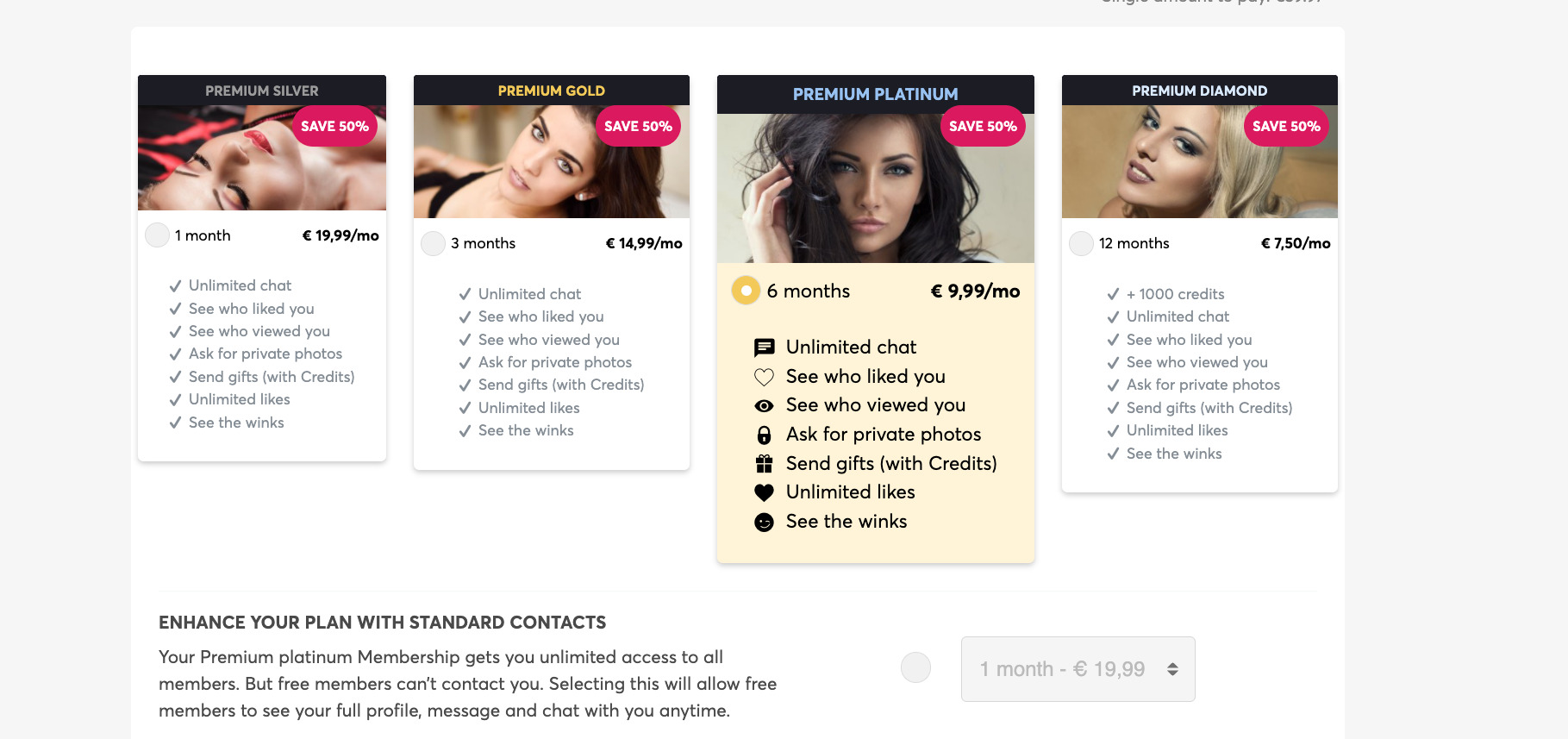 Pricing of RichMeetBeautiful