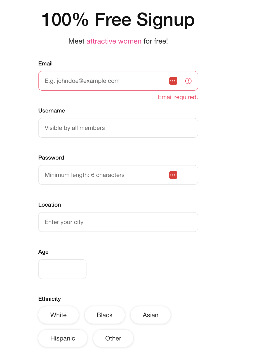 Signing up at the OurSecret