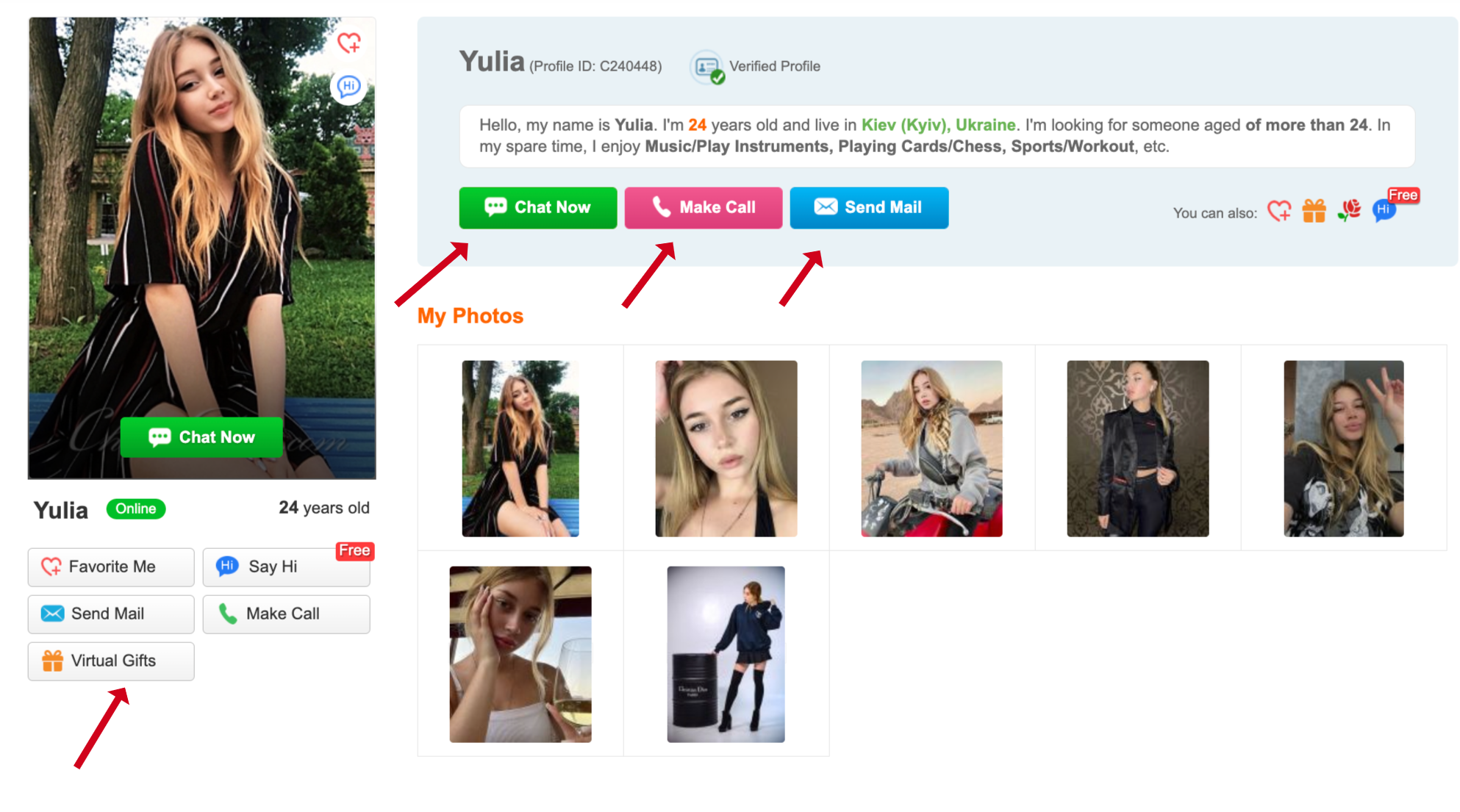 Making contact on UkraineBrides4You