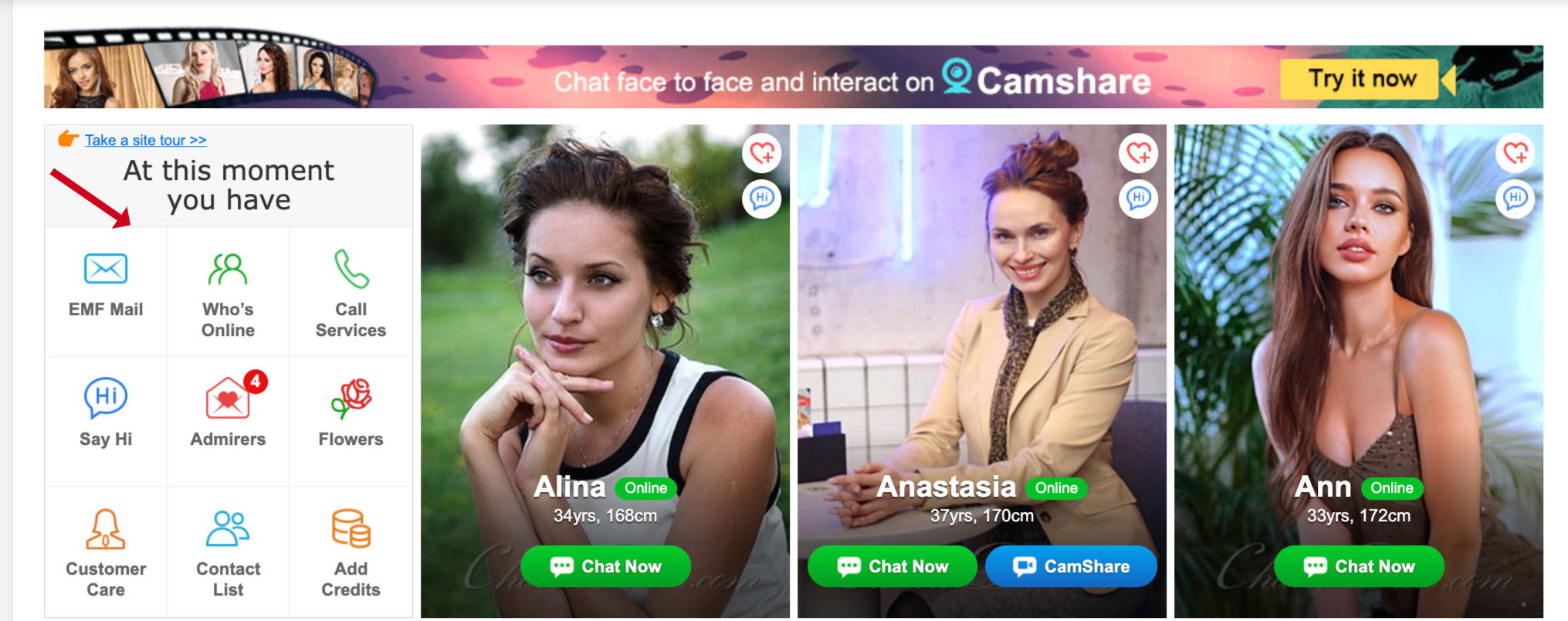 User interface on UkraineBrides4you