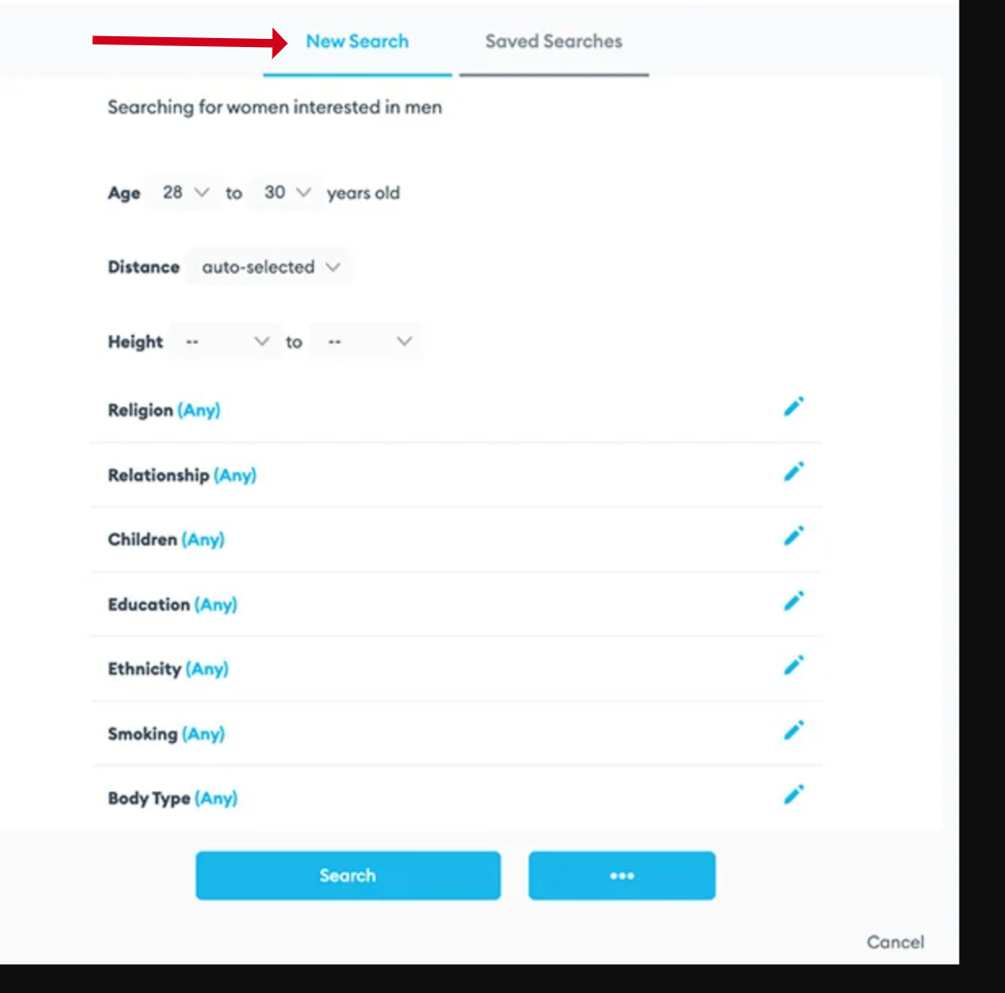  search function of zoosk