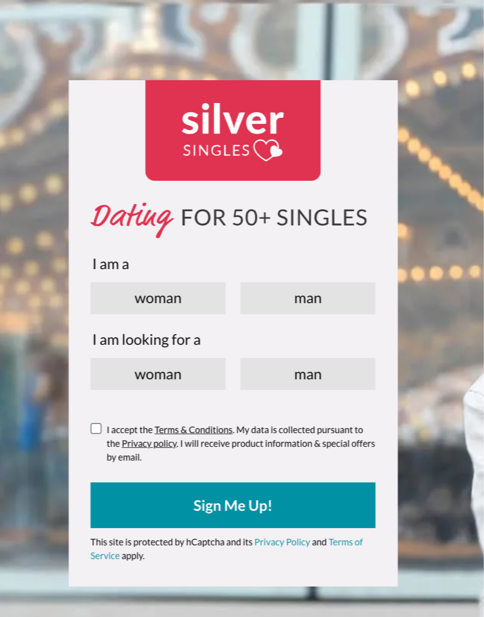 Signing up at SilverSingles