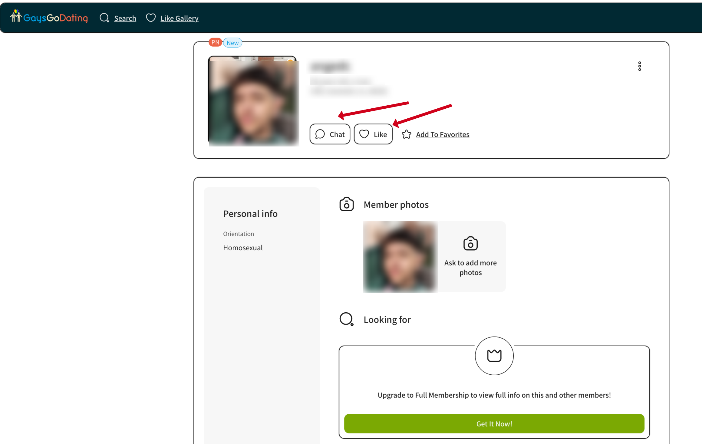 Making contact on GaysGoDating