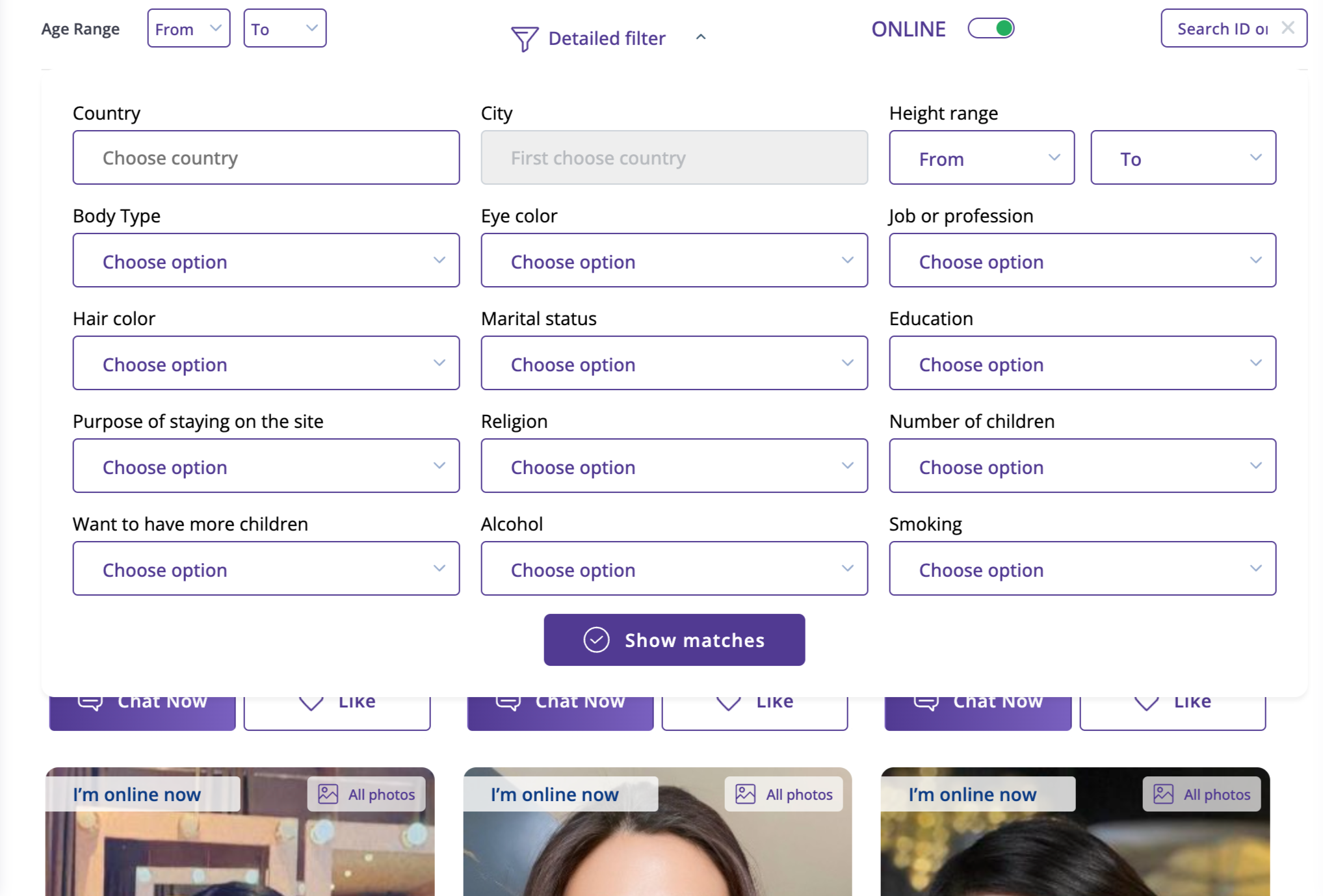 advanced search filters