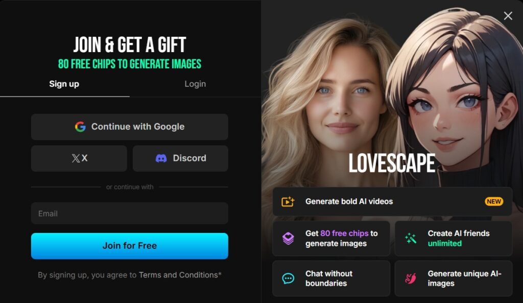 Signing Up at LoveScape